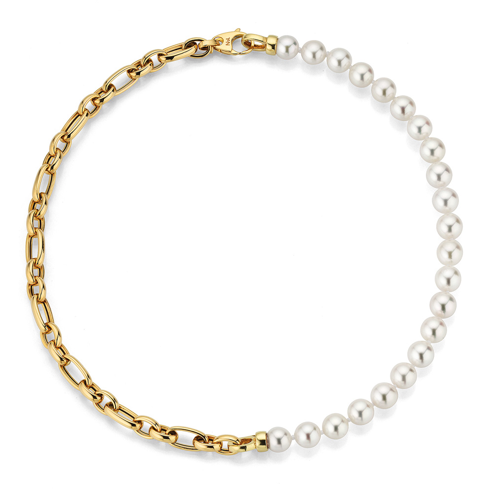 Yana Nesper 3 in 1 Perlenkette mit Akoyaperlen und Gelbgoldgliedern Balthasar