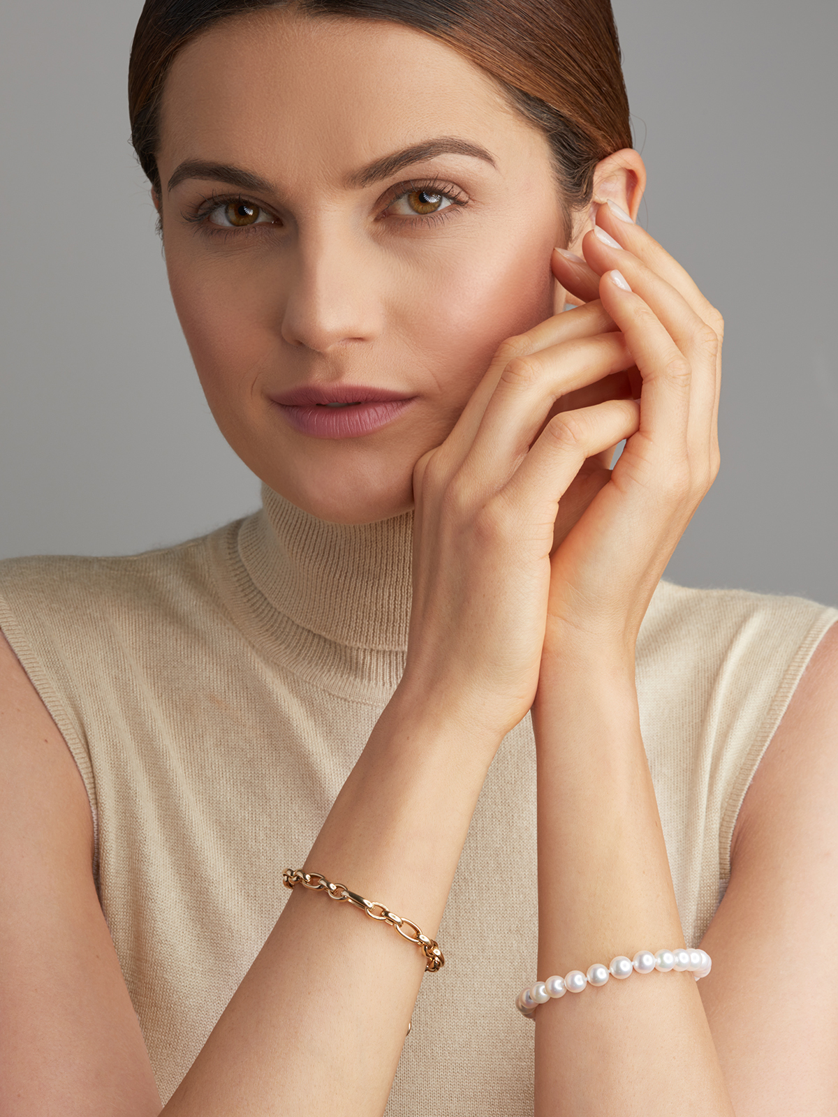 Yana Nesper 3 in 1 Perlenkette mit Akoyaperlen und Gelbgoldgliedern Balthasar – Bild 7