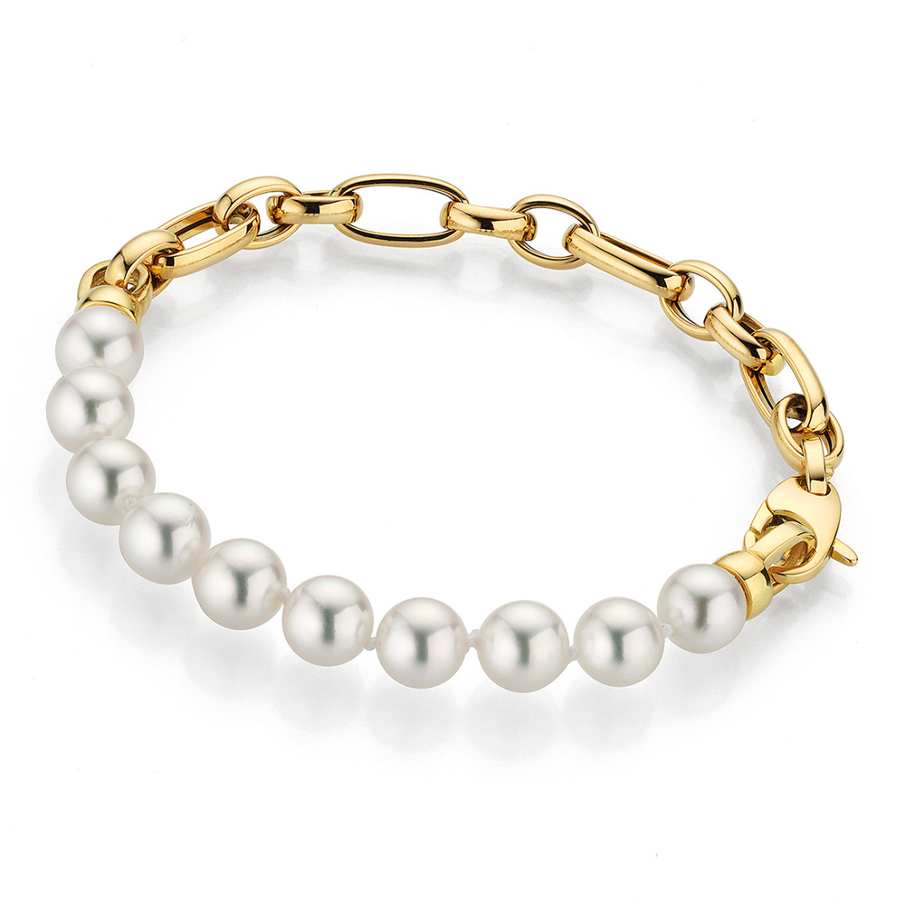 Yana Nesper Akoya Perlenarmband mit luftigen Goldgliedern Balthasar