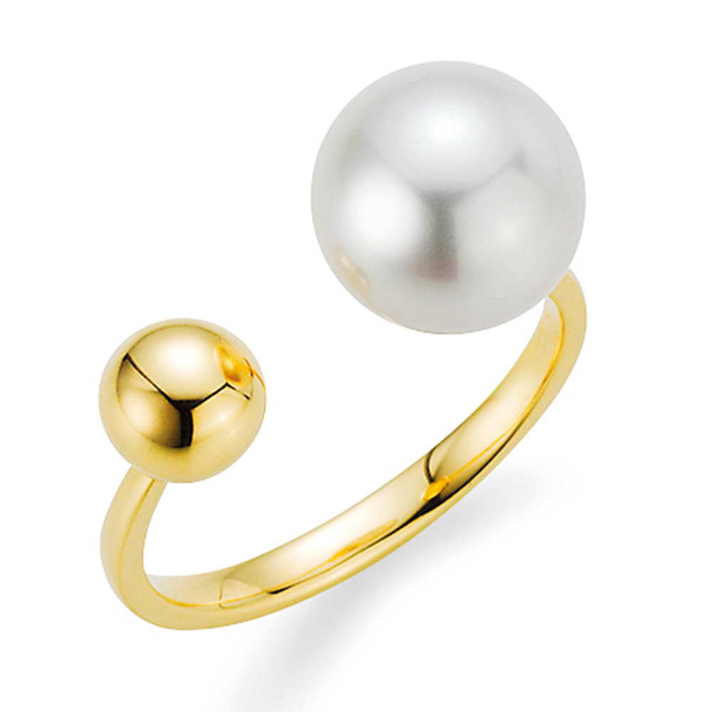 Yana Nesper Offener Gelbgoldring mit Süßwasserperle Open Mind