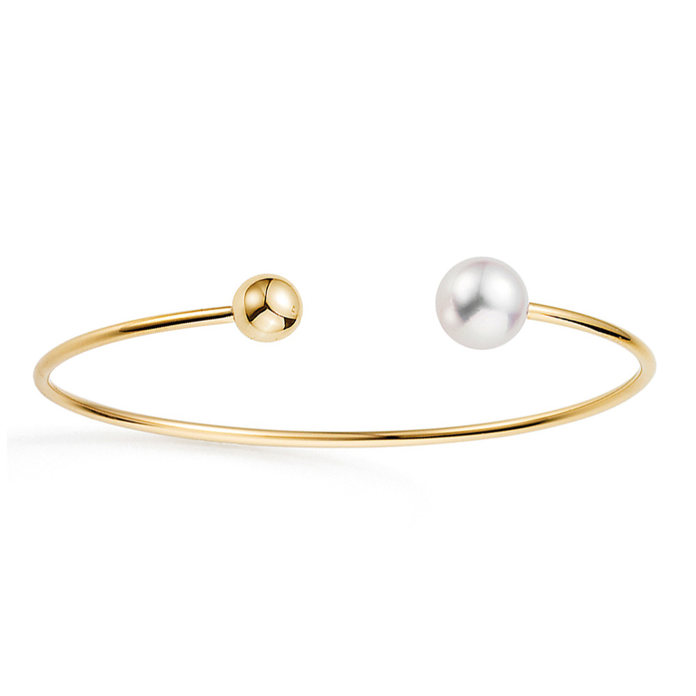 Yana Nesper Offener Armreif mit weißer Perle Open Mind