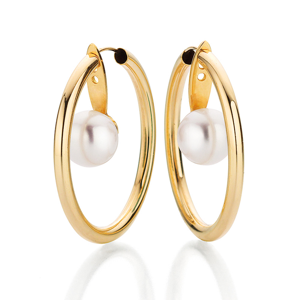 Yana Nesper Gelbgoldcreolen mit abnehmbarer Perle Open Mind